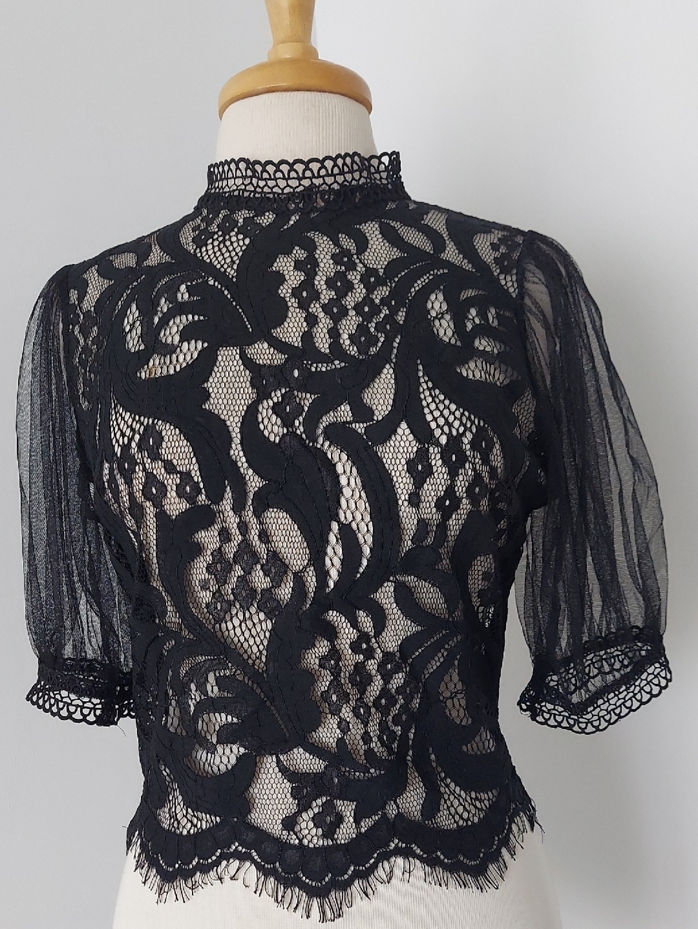 Black Lace High-Neck Women’s Top